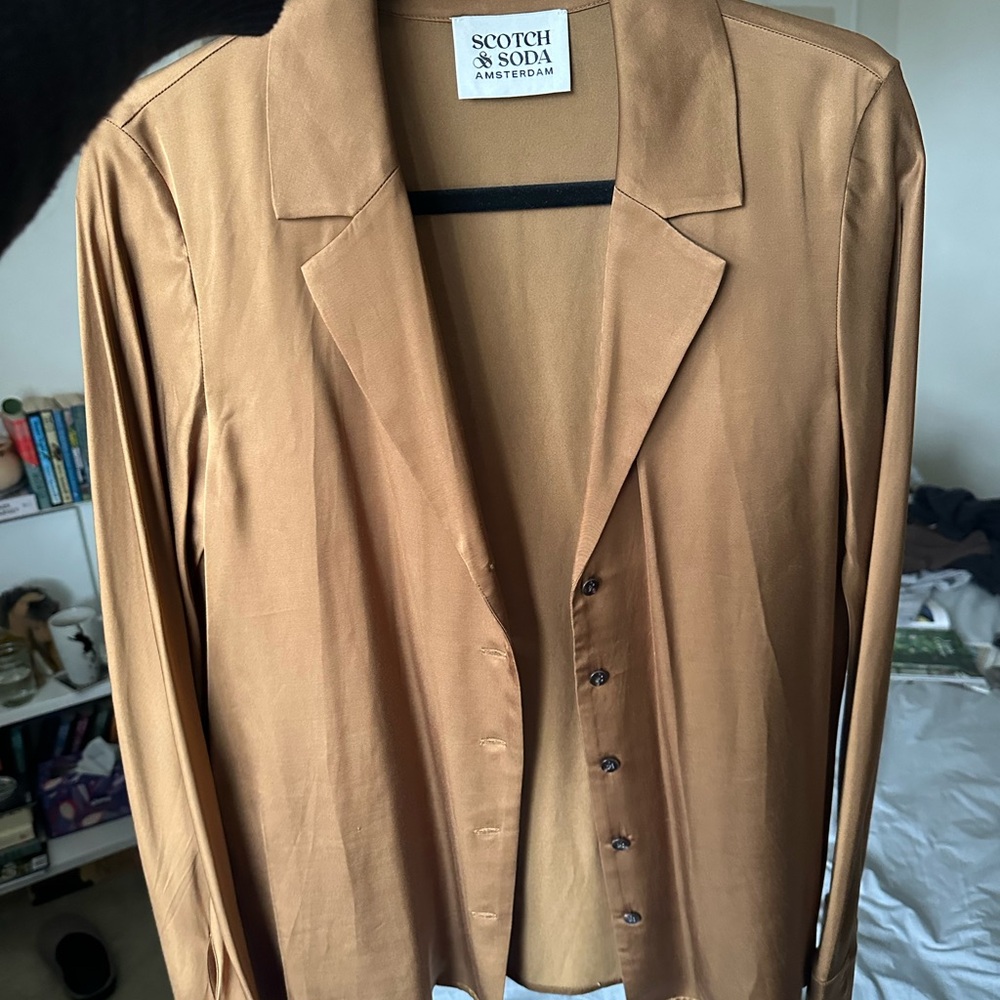 Scotch & Soda Camel Brown Satin Shirt